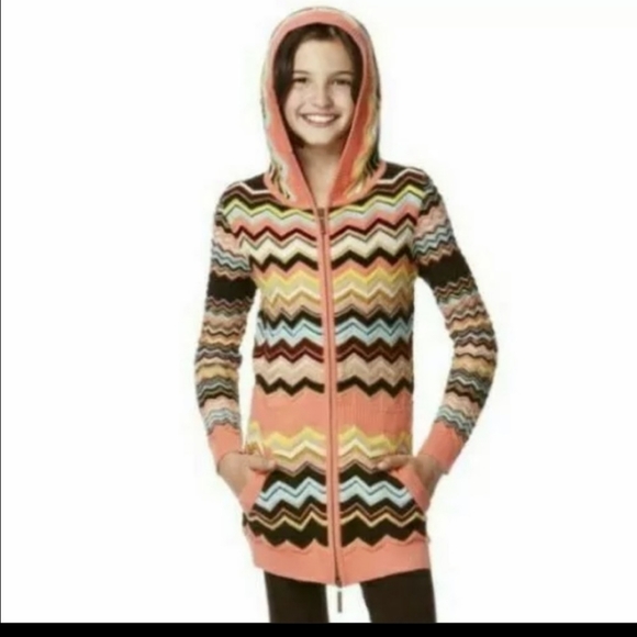 Missoni x Target Zig Zag Chevron Print Girl’s Hooded Zipper Sweater Size M - Picture 12 of 13